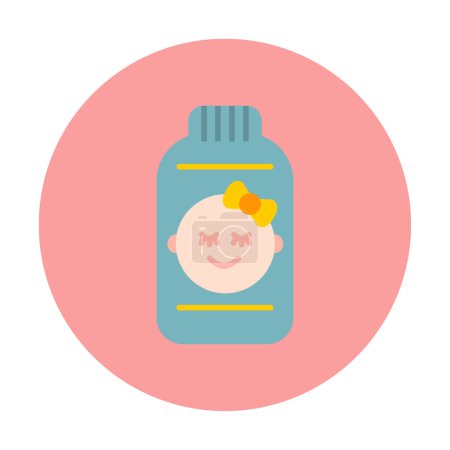 Téléchargez les illustrations : Illustration vectorielle d'une icône de poudre de talc pour bébé dans un style plat - en licence libre de droit