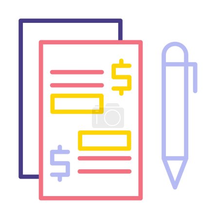 Ilustración de Paper with pen icon. Paid Articles concept, vector illustration - Imagen libre de derechos
