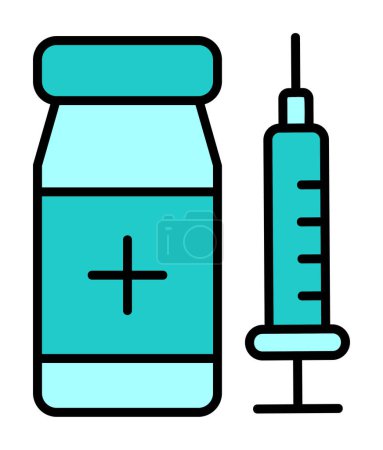 Téléchargez les illustrations : Illustration vectorielle de l'icône de vaccination simple - en licence libre de droit