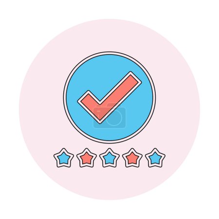 Illustration for Check mark and five stars icon, vector illustration - Royalty Free Image