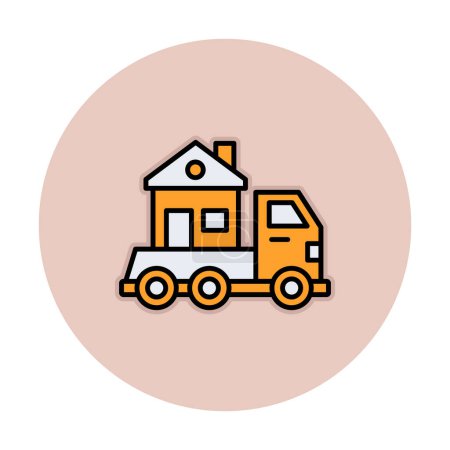 Illustration for House truck delivery icon vector. Relocation service. Move home - Royalty Free Image