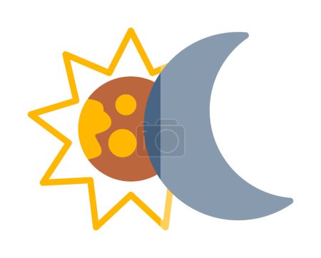 Téléchargez les illustrations : Icône solide de la lune et du soleil. Eclipse, illustration vectorielle - en licence libre de droit