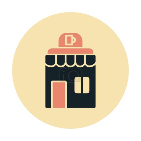 Téléchargez les illustrations : Icône de bâtiment de café, illustration vectorielle design simple - en licence libre de droit