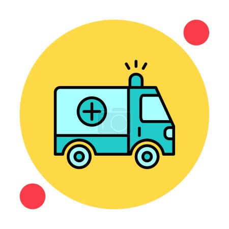 Illustration for Ambulance car vector icon with simple colors. View from side - Royalty Free Image