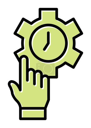Ilustración de Mano con reloj en forma de engranaje, concepto de gestión del tiempo, ilustración vectorial - Imagen libre de derechos