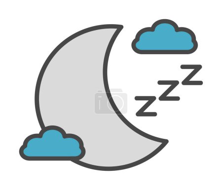 Ilustración de Luna y nubes, ilustración vectorial de iconos nocturnos - Imagen libre de derechos