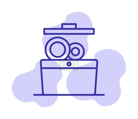 Téléchargez les illustrations : Icône de lave-vaisselle dans un fond isolé de style tendance - en licence libre de droit