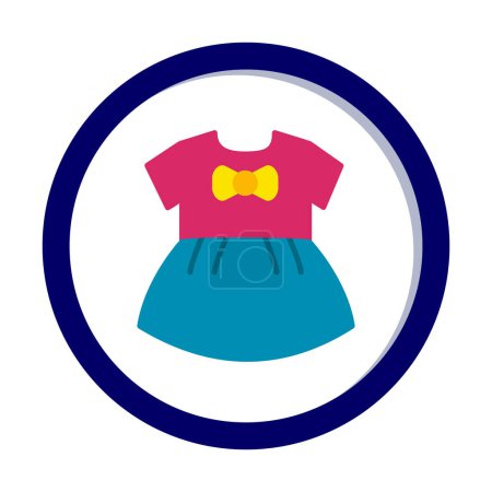 Téléchargez les illustrations : Icône de robe de bébé fille, illustration vectorielle - en licence libre de droit