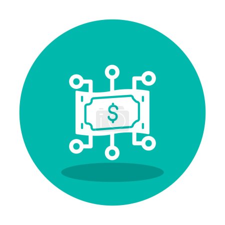 Téléchargez les illustrations : Icône argent numérique avec signe dollar, illustration vectorielle - en licence libre de droit