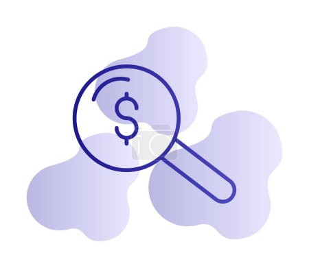 Ilustración de Lupa simple con icono de dólar, ilustración vectorial - Imagen libre de derechos