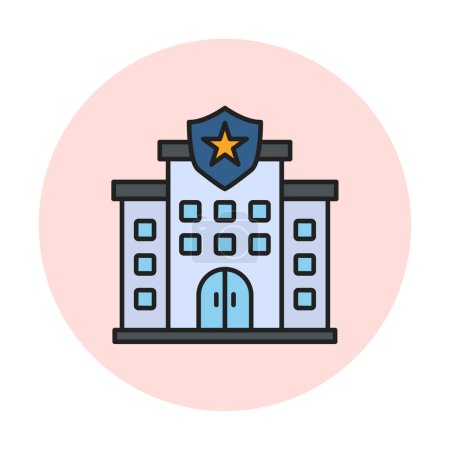Ilustración de Icono de la estación de policía, ilustración vectorial diseño simple - Imagen libre de derechos