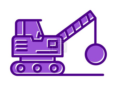 construction vehicle for the demolition of the building. flat vector illustration