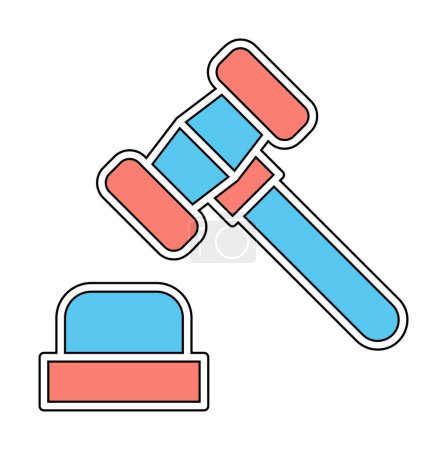 Ilustración de Juez martillo icono, estilo de línea - Imagen libre de derechos