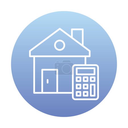 Icono de la calculadora del costo de la casa, ilustración colorida del vector