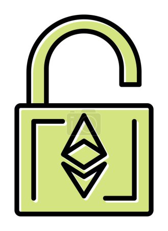 Illustration for Ethereum cryptocurrency unlocked padlock icon. vector illustration - Royalty Free Image