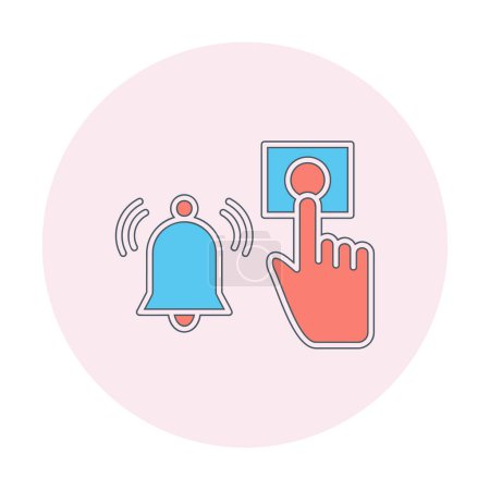 Illustration for Hand pressing emergency alarm button web icon, vector illustration - Royalty Free Image