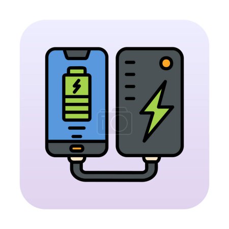 Téléchargez les illustrations : Icône de batterie. illustration de contour couleur - en licence libre de droit
