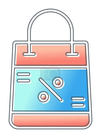 Ilustración de Descuento y bolsa de compras vector línea icono, concepto de venta - Imagen libre de derechos