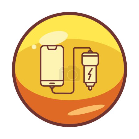 Téléchargez les illustrations : Icône de batterie de charge de téléphone de voiture, illustration vectorielle - en licence libre de droit