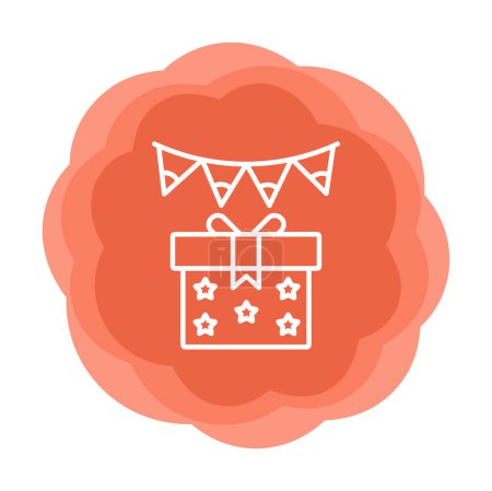 Téléchargez les illustrations : Drapeau de guirlande festive et icône boîte cadeau, illustration vectorielle - en licence libre de droit