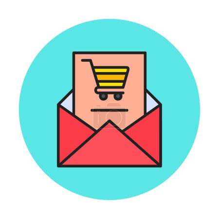 Photo for Shopping Email icon with envelope and shopping cart, vector illustration - Royalty Free Image
