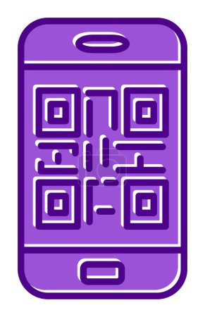 Illustration for Qr code on smartphone screen icon isolated on white background - Royalty Free Image