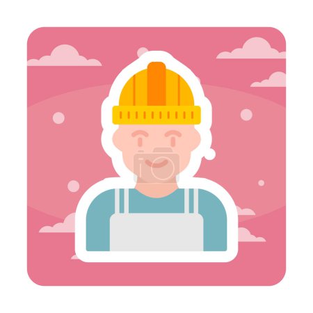 Téléchargez les illustrations : Travailleur avec icône casque, illustration vectorielle - en licence libre de droit