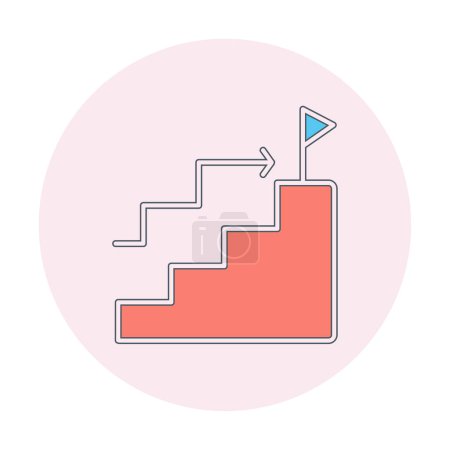 Illustration for Goal success vector icon. Stairs and flag illustration symbol. - Royalty Free Image