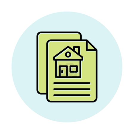 Illustration for Vector illustration of papers and house icon. Construction Contract - Royalty Free Image