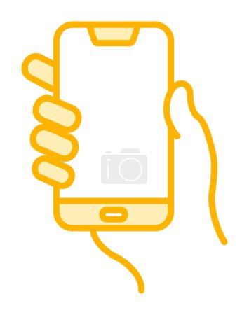 Téléchargez les illustrations : Main tenant icône de téléphone portable, illustration vectorielle - en licence libre de droit