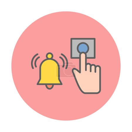 Ilustración de Pulsar la mano botón de alarma de emergencia icono web, vector de ilustración - Imagen libre de derechos