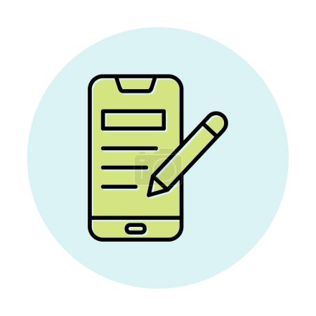 Illustration for Smartphone with notepad icon on white background - Royalty Free Image
