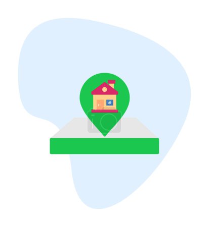 Téléchargez les illustrations : Emplacement de la maison Pin. Accueil symbole GPS, pointeur de carte - en licence libre de droit