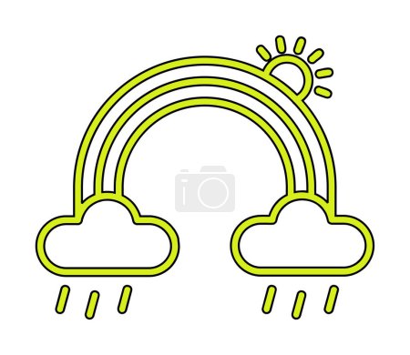 Ilustración de Arco iris con nubes e ilustración del vector solar - Imagen libre de derechos