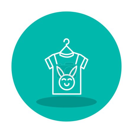 Illustration for Icon of baby clothes, vector illustration. T-shirt with cute bunny illustration - Royalty Free Image