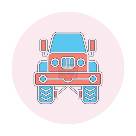 Ilustración de Vista frontal del icono del jeep, ilustración vectorial - Imagen libre de derechos