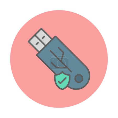Illustration for Usb secure simple icon for web. - Royalty Free Image