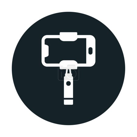 Illustration for Selfie stick with smartphone web icon, vector illustration - Royalty Free Image