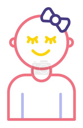 Téléchargez les illustrations : Happy Baby Girl Icône, Illustration vectorielle - en licence libre de droit
