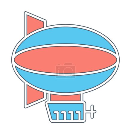 Illustration for Blimp, vintage zeppelin icon in flat style isolated on white background - Royalty Free Image