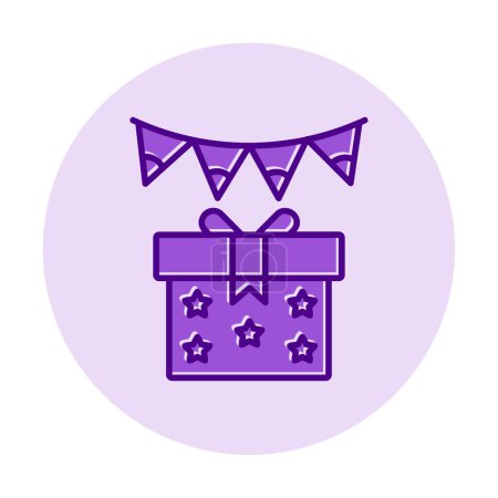 Illustration for Festive garland flags and gift box icon, vector illustration - Royalty Free Image