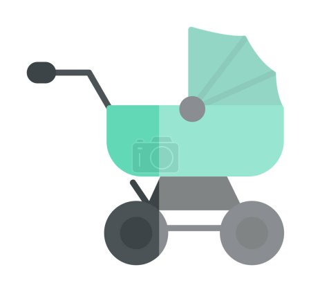 Téléchargez les illustrations : Icône de poussette bébé, illustration vectorielle - en licence libre de droit