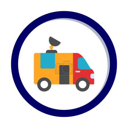 Illustration for News Van flat vector icon - Royalty Free Image