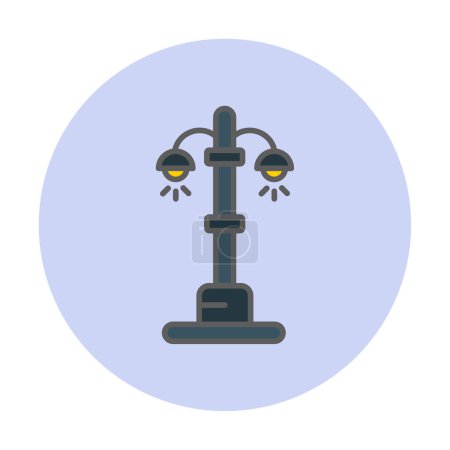 Illustration for Street Light vector color line icon - Royalty Free Image