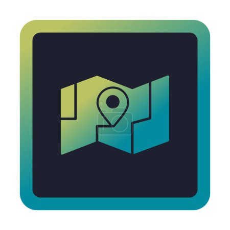 Téléchargez les illustrations : Carte avec icône vectorielle de localisation GPS - en licence libre de droit