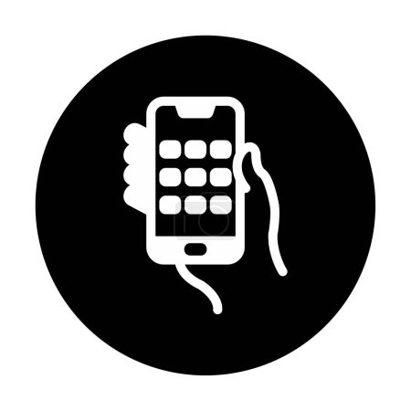 Ilustración de La mano sostiene el teléfono con el icono web de pantalla de marcación, ilustración vectorial. Ilustración del concepto de vector plano de mano masculina y smartphone - Imagen libre de derechos