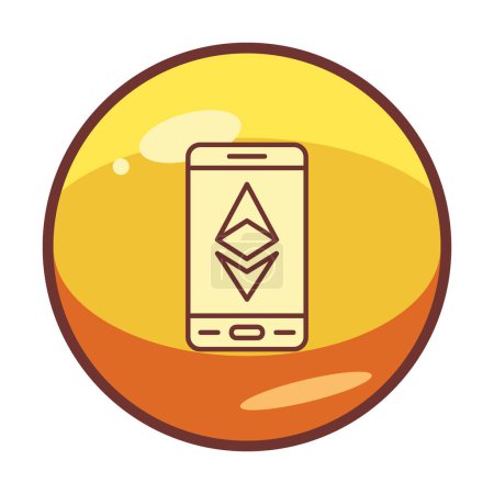 Illustration for Ethereum on smartphone flat icon, vector illustration - Royalty Free Image