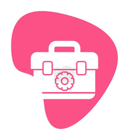 Ilustración de Kit de herramientas, caja de herramientas icono plano, ilustración vectorial - Imagen libre de derechos