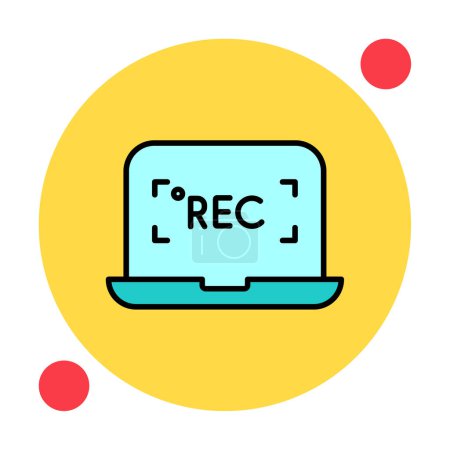 Ilustración de Grabación de pantalla en el icono del ordenador portátil, ilustración vectorial - Imagen libre de derechos