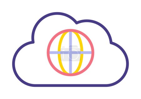 Téléchargez les illustrations : Service Web World Cloud. Icône Cloud Computing. Style glyphe simple. - en licence libre de droit